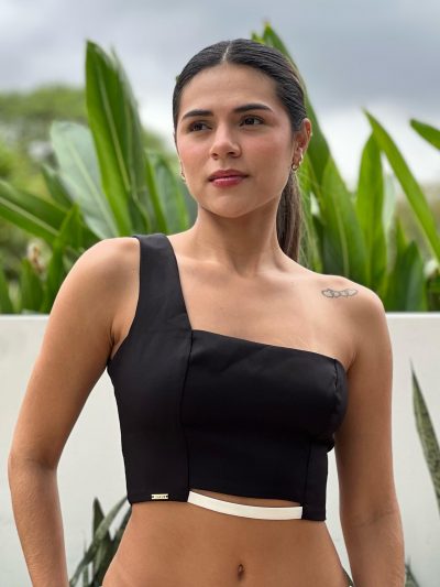 CROT TOPMEDIO BESO CON  SESGO COMBINADO EN CINTURA