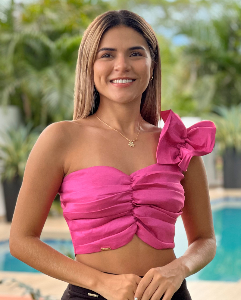 CROP TOP PLIEGUES EN DELANTERO Y GOLA FRUNCIDA EN HOMBRO - Image 3