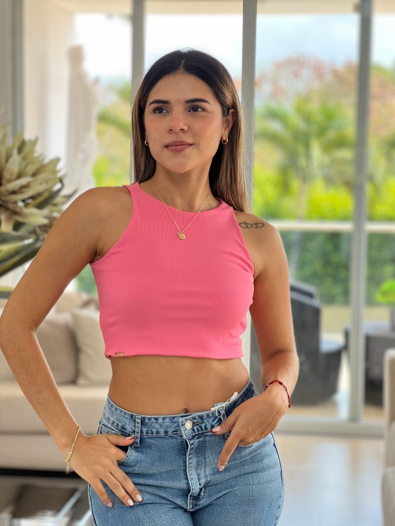 crop top manga sisa corto ajustado - Image 4