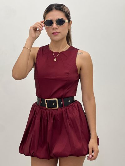 vestido globo con correa