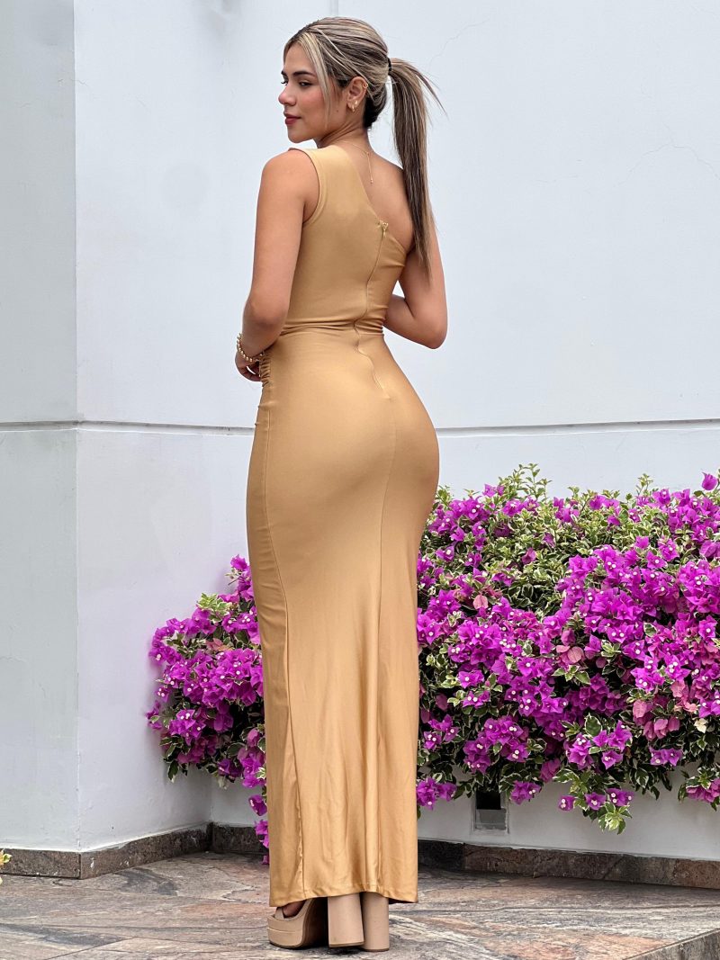 VESTIDO MEDIO BESO CON ARRUNCHES EN COSTADO - Image 3