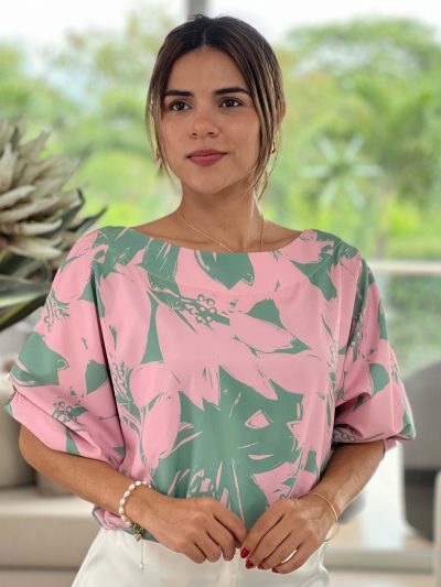 Blusa bombacha manga seguida en cintura y puño